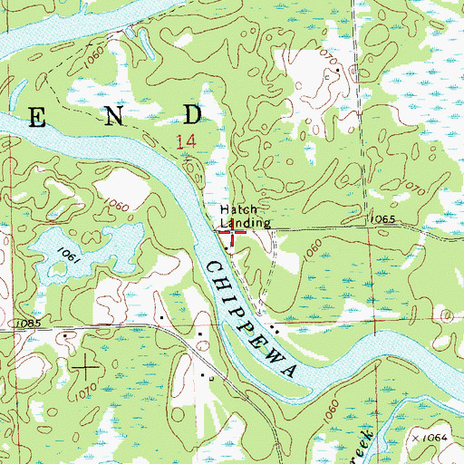 Topographic Map of Hatch Landing, WI
