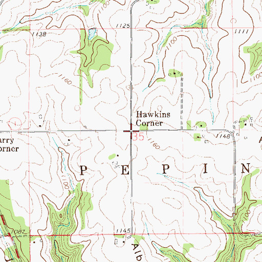 Topographic Map of Hawkins Corner, WI