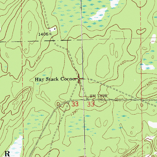 Topographic Map of Hay Stack Corner, WI