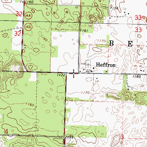 Topographic Map of Heffron, WI