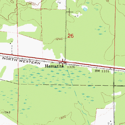 Topographic Map of Hematite, WI