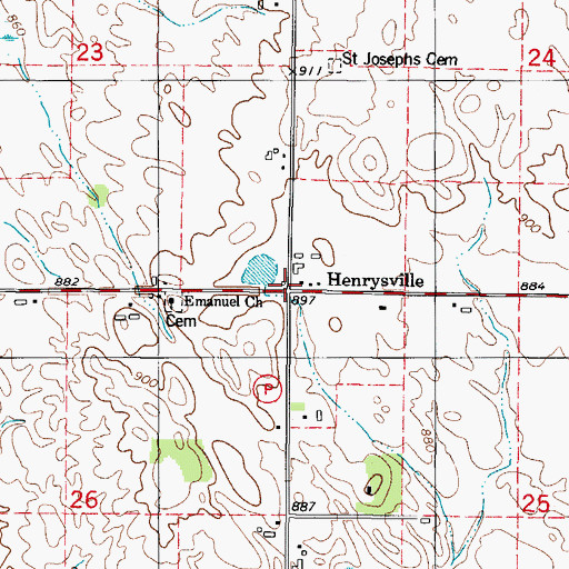 Topographic Map of Henrysville, WI