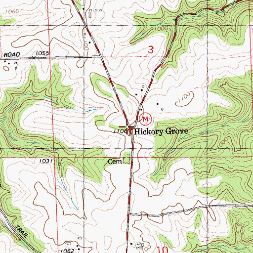 Topographic Map of Hickory Grove, WI