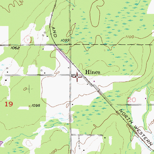 Topographic Map of Hines, WI