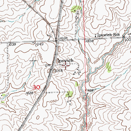Topographic Map of Ipswich, WI