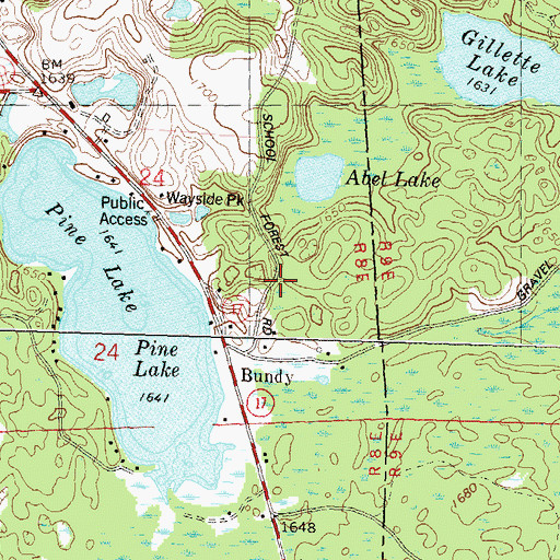 Topographic Map of Jeffris, WI