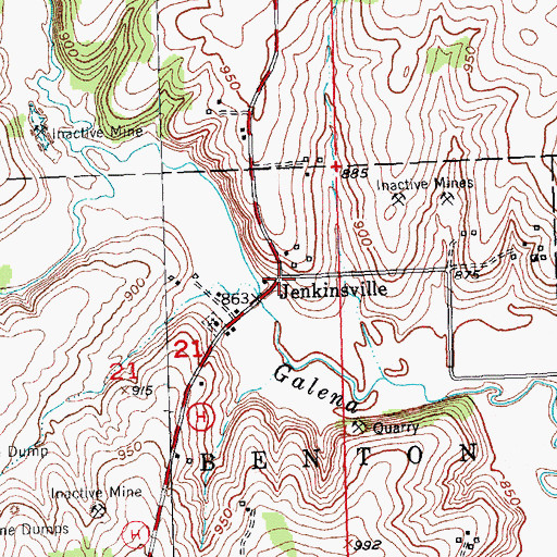 Topographic Map of Jenkinsville, WI