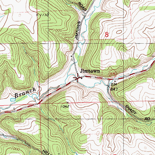 Topographic Map of Jimtown, WI