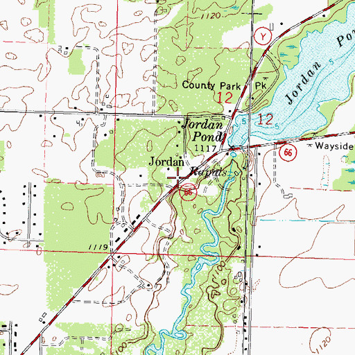 Topographic Map of Jordan, WI