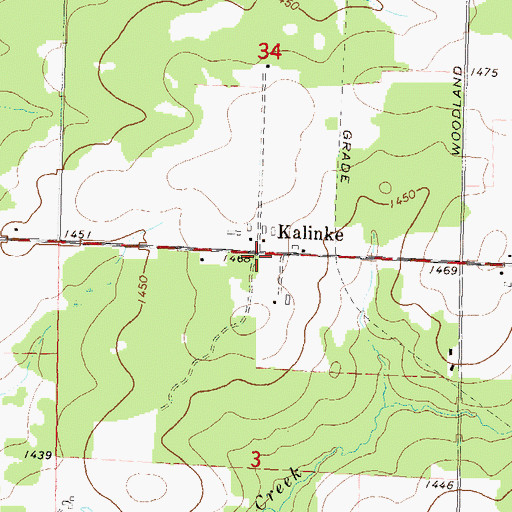 Topographic Map of Kalinke, WI