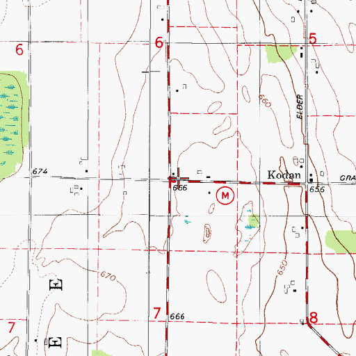 Topographic Map of Kodan, WI