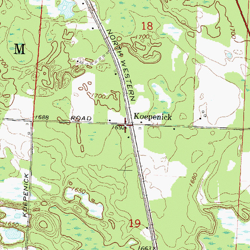Topographic Map of Koepenick, WI