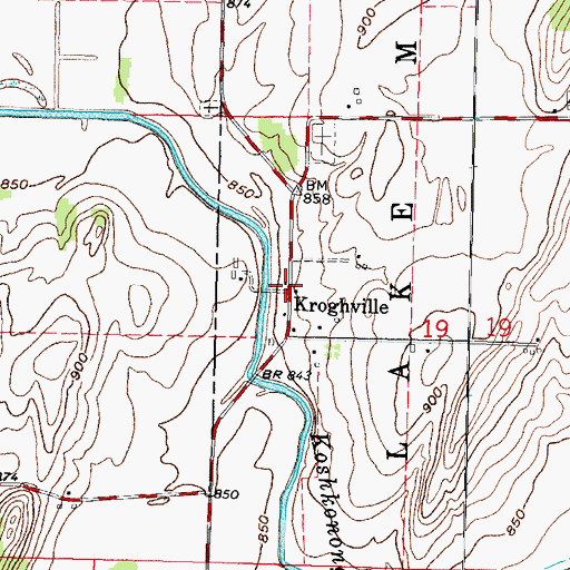 Topographic Map of Kroghville, WI