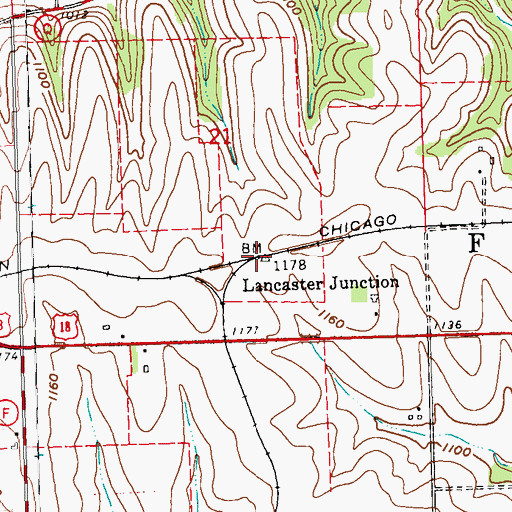 Topographic Map of Lancaster Junction, WI