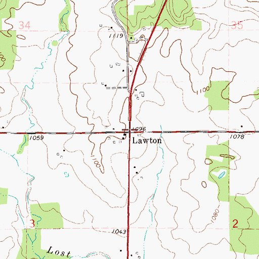 Topographic Map of Lawton, WI
