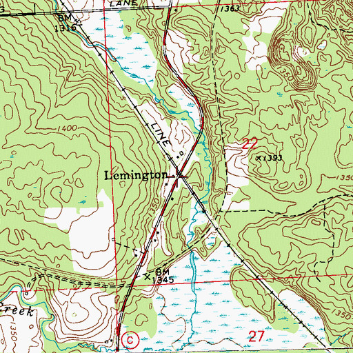 Topographic Map of Lemington, WI