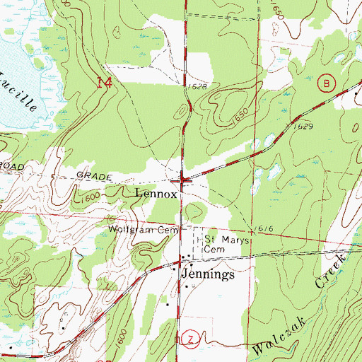 Topographic Map of Lennox, WI