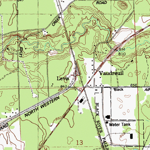 Topographic Map of Levis, WI