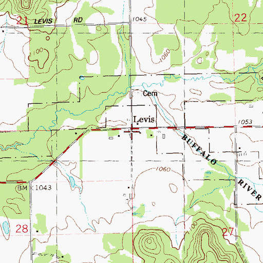 Topographic Map of Levis, WI