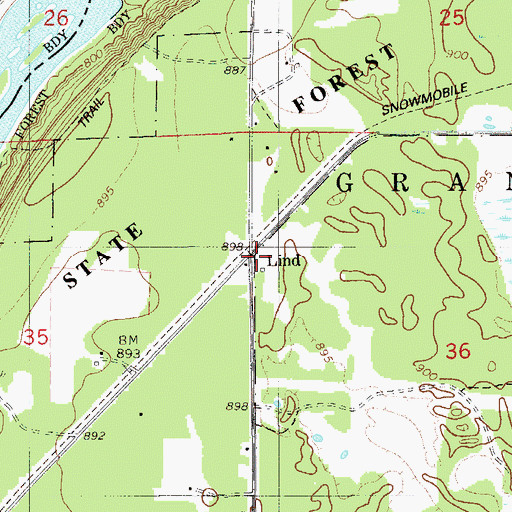 Topographic Map of Lind, WI
