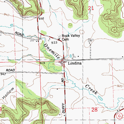 Topographic Map of Lindina, WI