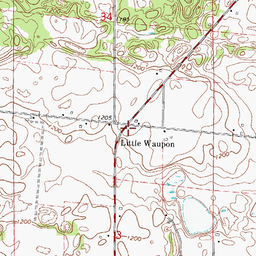 Topographic Map of Little Waupon, WI