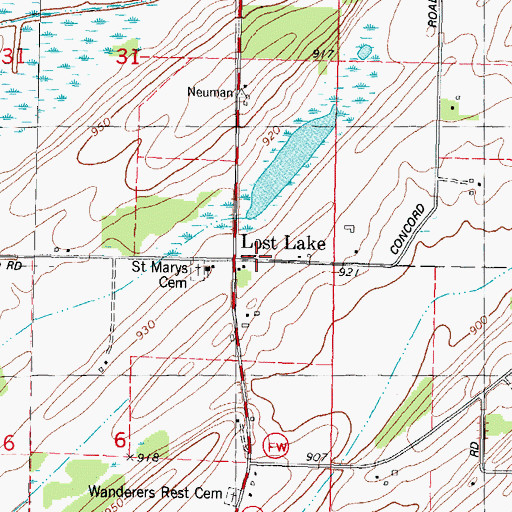 Topographic Map of Lost Lake, WI