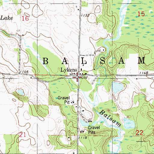 Topographic Map of Lykens, WI