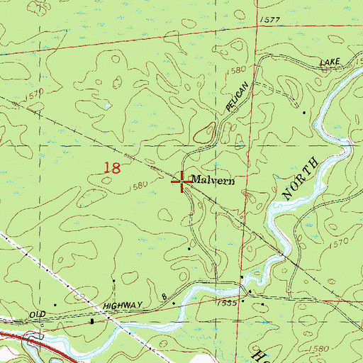Topographic Map of Malvern, WI