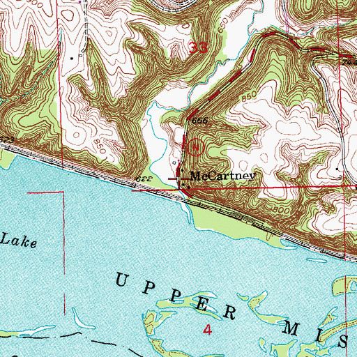 Topographic Map of McCartney, WI