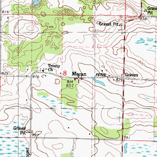 Topographic Map of Mecan, WI