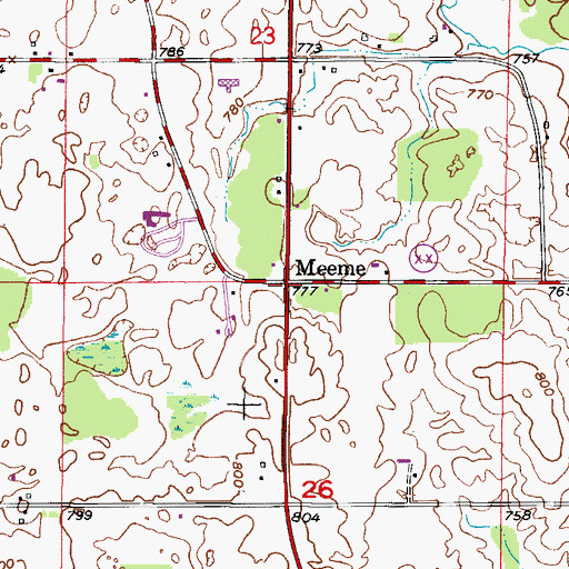 Topographic Map of Meeme, WI