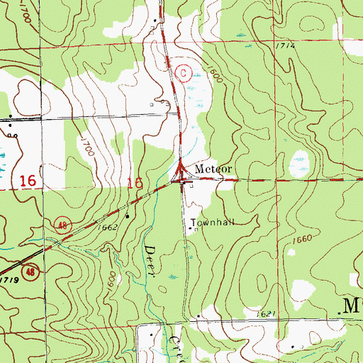 Topographic Map of Meteor, WI