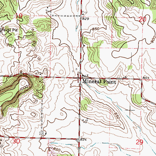 Topographic Map of Mineral Point, WI