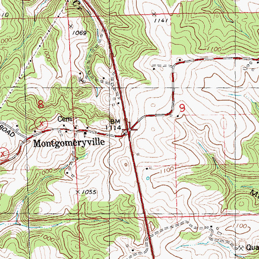 Topographic Map of Montgomeryville, WI