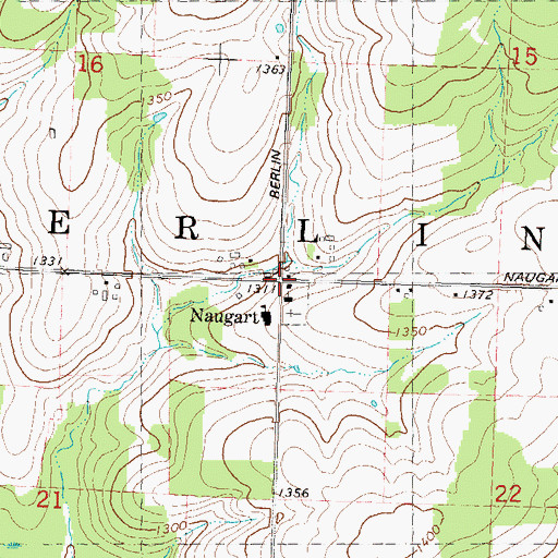 Topographic Map of Naugart, WI