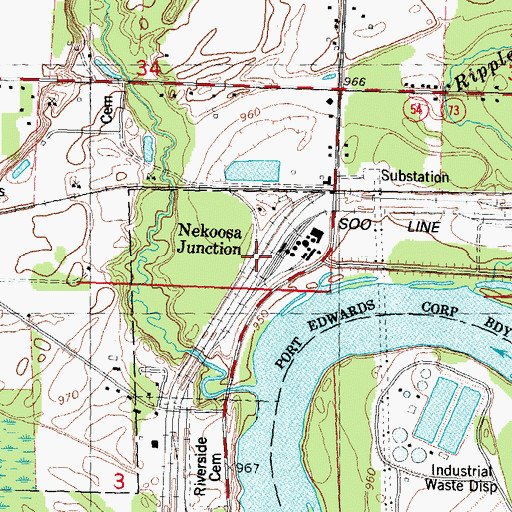 Topographic Map of Nekoosa Junction, WI