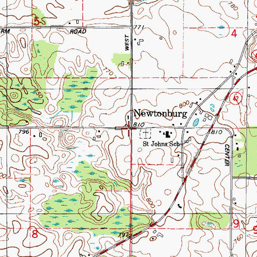 Topographic Map of Newtonburg, WI