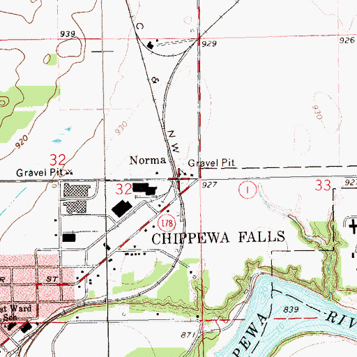 Topographic Map of Norma, WI