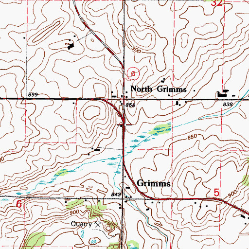 Topographic Map of North Grimms, WI