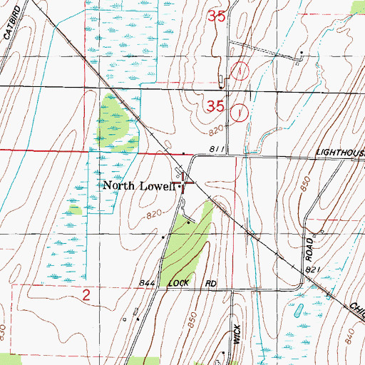 Topographic Map of North Lowell, WI
