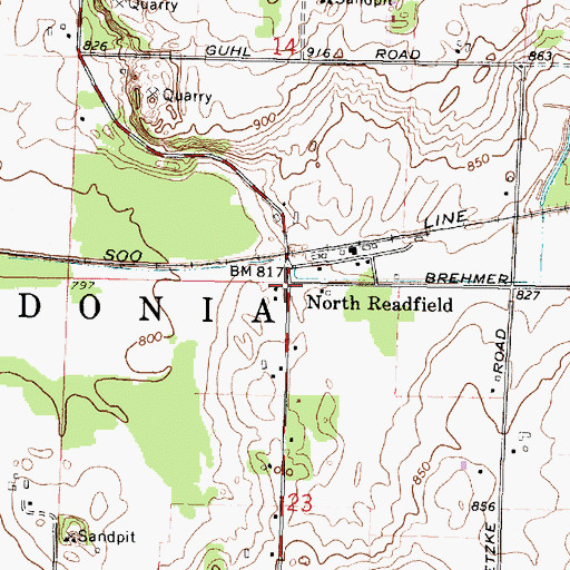 Topographic Map of North Readfield, WI