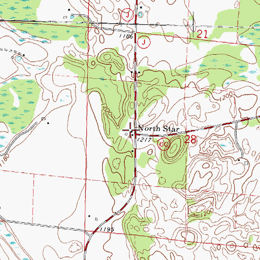 Topographic Map of North Star, WI