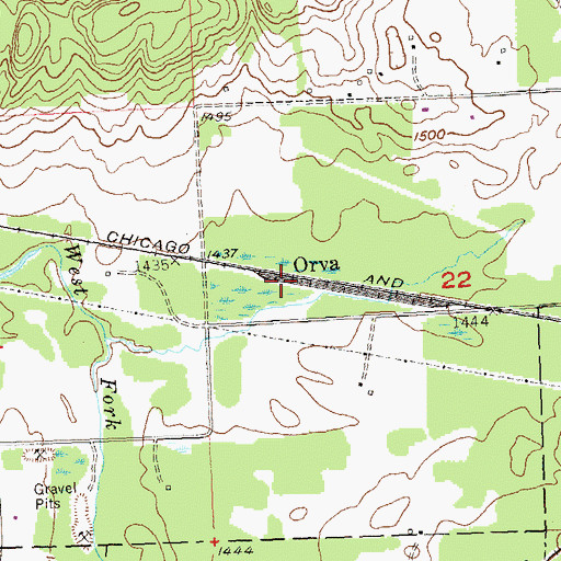 Topographic Map of Orva, WI