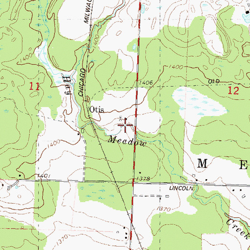 Topographic Map of Otis, WI
