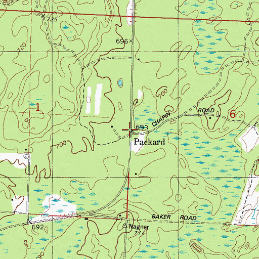 Topographic Map of Packard, WI