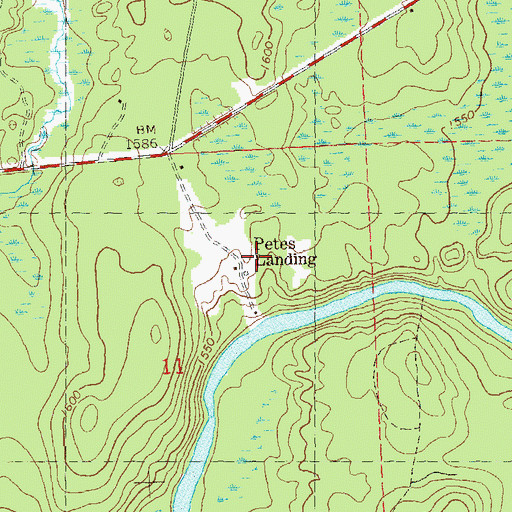 Topographic Map of Petes Landing, WI