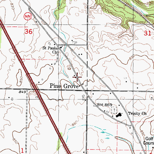 Topographic Map of Pine Grove, WI