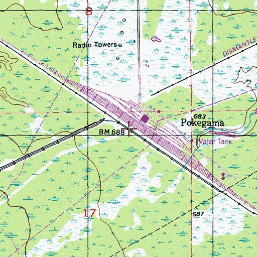 Topographic Map of Pokegama, WI