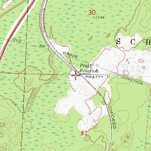 Topographic Map of Pratt Junction, WI